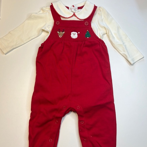 Starting Out 2PC Christmas Set, Ivory Onesie, Red Overalls, NWT! - Picture 2 of 5